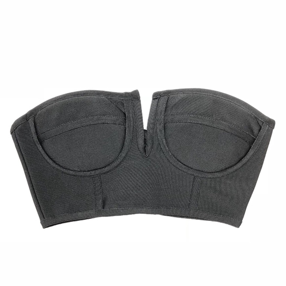 Few Moda Strapless Split Neck Bandeau Crop Bra Top - Picture 3 of 5